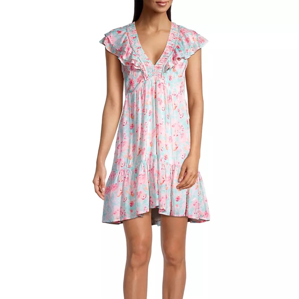Roller Rabbit Pink and Blue Floral Mini Dress